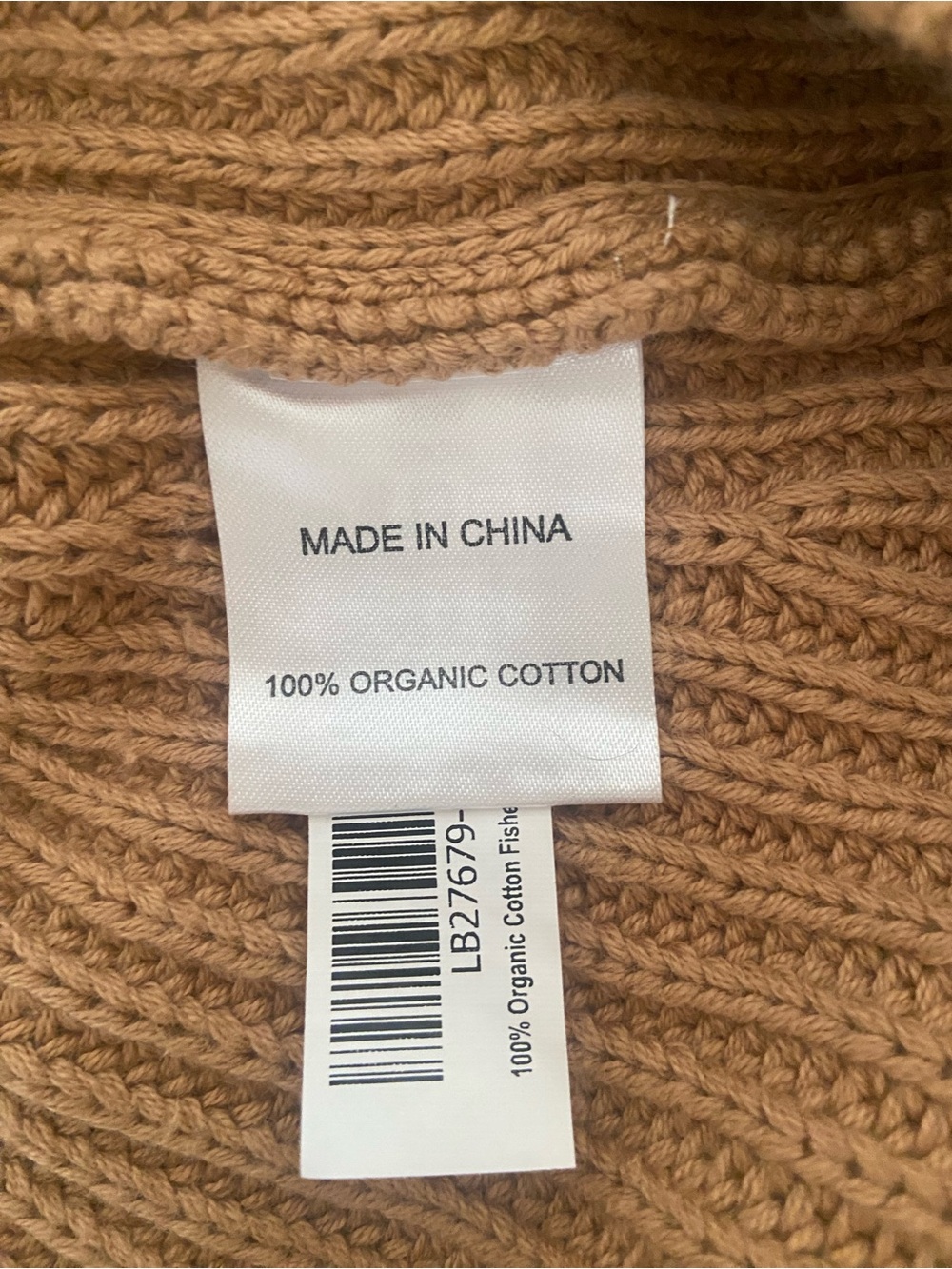 Quince Women 100% Organic Cotton Fisherman Crew Sweater Camel Long Sleeved XL - Picture 4 of 6
